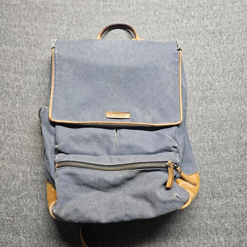 Timbuk2 Backpack Unisex Large Blue Canvas Leather Trim Distilled Collection